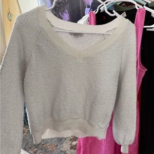 Women's White V-Neck Sweater